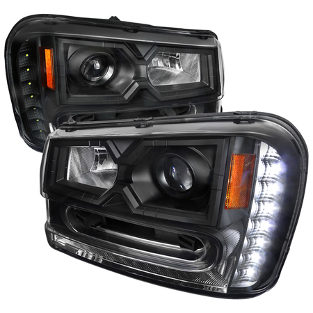 SPEC-D TUNING 02-09 Chevrolet Trailblazer Projector Headlight Black Housing 2LHP-TBLZ02JM-V2-RS